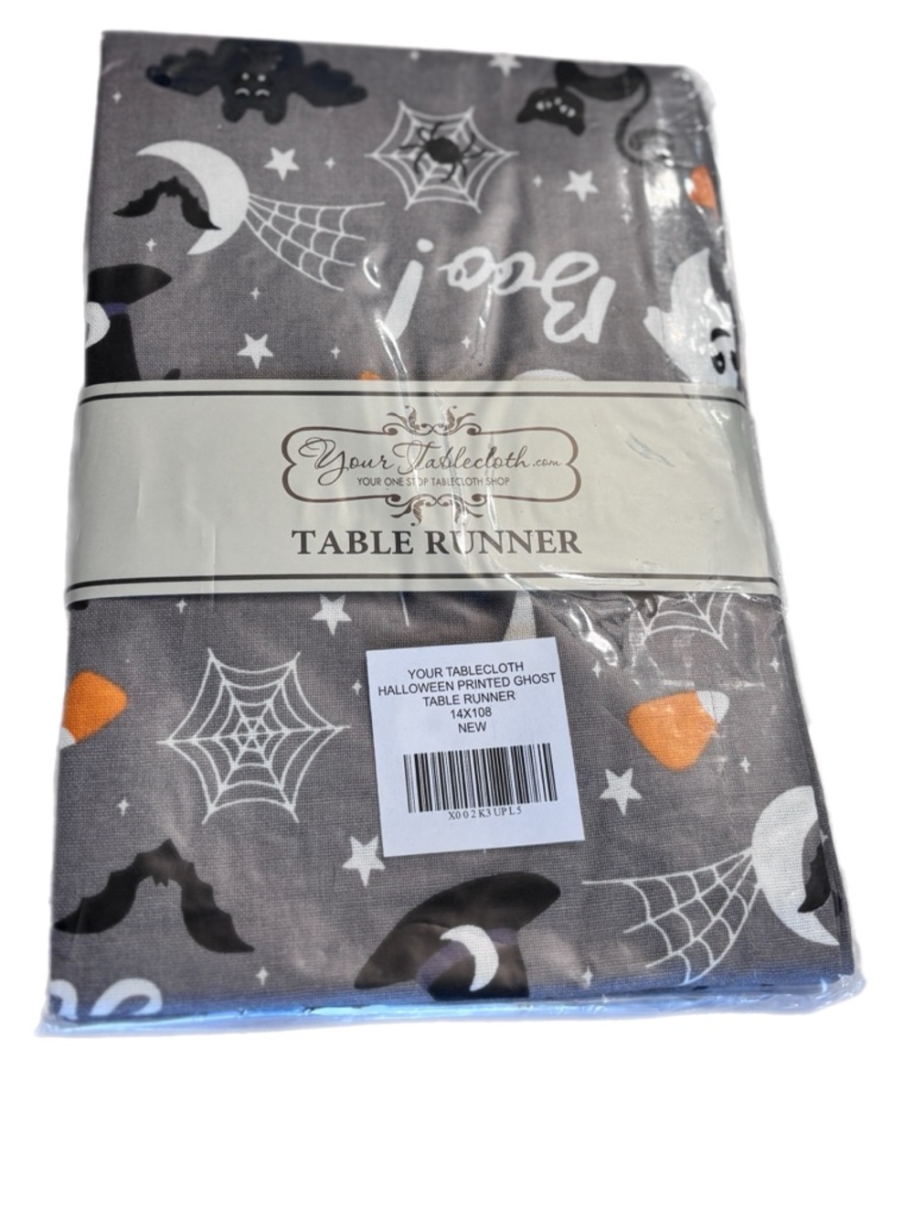Halloween Table Runner - Gray with Orange & Black Spooky Prints - Picture 3 of 5